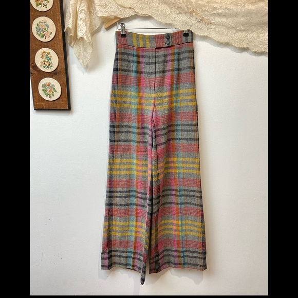 Vintage Pants - Peerless of Boston • Plaid Wide Leg Trousers